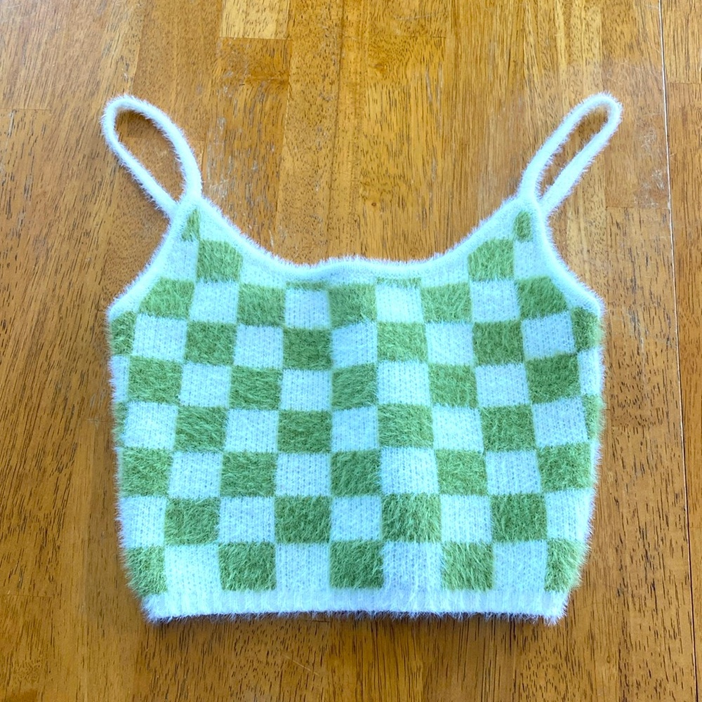 Fuzzy crop tank top